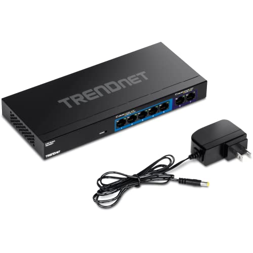0710931140927 - TRENDNET 7-PORT MULTI-GIG SWITCH, 5 X 1G RJ-45 BASE-T PORTS, 2 X 2.5G RJ-45 PORTS, 20GBPS SWITCHING CAPACITY, WALL MOUNTABLE, PLUG & PLAY, NETWORK ETHERNET SWITCH, LIFETIME PROTECTION, BLACK,TEG-S327