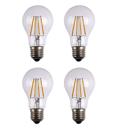 0711041592378 - ALHAKIN PACK OF 4,4W A60 LED FILAMENT BULB REPLACE 40W INCANDESCENT BULB 110V AC (NOT DIMMABLE) 2700K WARM WHITE HOUSEHOLD LIGHT VINTAGE EDISON BULB LIGHTING FOR HOME
