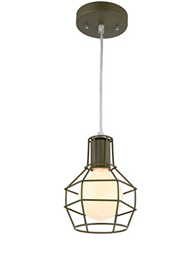 0711041592422 - ALHAKIN VINTAGE EDISON HANGING LIGHT CAGED PENDANT LIGHT FIXTURE,ARMY GREEN PAINTED LIGHTING WITHOUT BULB