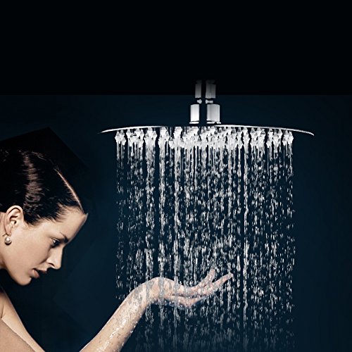 0711091924563 - YAKULT(TM) FIXED MOUNTED 10 INCH 304 STAINLESS STEEL RAINFALL SHOWER HEAD ROUND RAIN SHOWERHEAD TEN LAYER SLIVER POLISHED CHROME 2.5GPM (SHOWER ARM NOT INCLUDED)