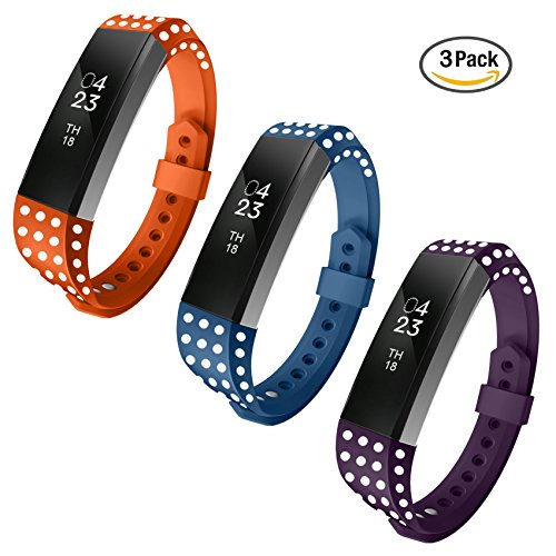 0711176899670 - ZORRO SMART ACCESSORIES POLKA DOT SILICONE BANDS SILICON WRIST STRAP FOR FITBIT ALTA LARGE SMALL, AVAILABLE IN 18 COLORS (DEEP PURPLE+NAVY BLUE+DEEP ORANGEE, LARGE)