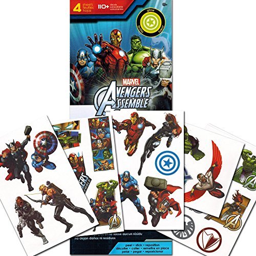 0711274064123 - MARVEL AVENGERS STICKERS ~ 110 REMOVABLE AVENGERS WALL STICKERS (GLOW IN THE DARK AVENGERS DECALS)