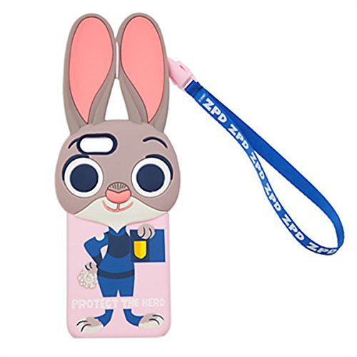 0711301449923 - ALWAYS I6/6S 4.7 NEW ZOOTOPIA SMART LOVELY RABBIT JUDY SILICONE SHELL PHONE CASE+FREE SCREEN PROTETION (RED)