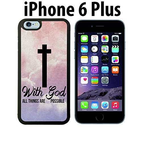 0711463816229 - GOD CROSS RELIGIOUS QUOTE CUSTOM MADE CASE/COVER/SKIN FOR IPHONE 6 PLUS - BLACK - RUBBER CASE ( SHIP FROM CA)