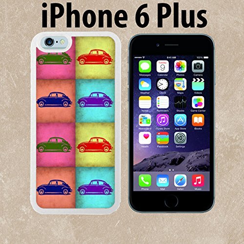0711463824149 - VW BEETLE POP ART CUSTOM MADE CASE/COVER/SKIN FOR IPHONE 6 PLUS - WHITE - RUBBER CASE ( SHIP FROM CA)
