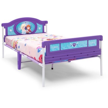 0711583270789 - DELTA CHILDREN DISNEY FROZEN PLASTIC AND A METAL FRAME TWIN SLEIGH BED WITH COLORFUL DECALS ON THE HEADBOARD AND FOOTBOARD FITS STANDARD TWIN MATTRESS (SOLD SEPARATELY)