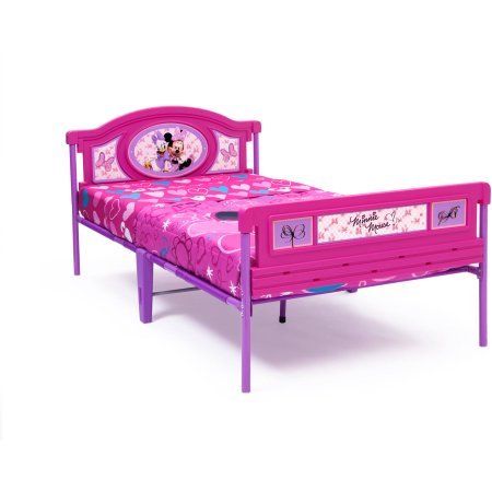 0711583270918 - DELTA CHILDREN DISNEY MINNIE MOUSE PLASTIC AND A METAL FRAME TWIN BED WITH COLORFUL DECALS ON THE HEADBOARD AND FOOTBOARD FITS STANDARD TWIN MATTRESS (SOLD SEPARATELY)