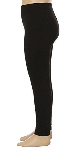0711599217617 - ALWAYS KID'S GIRLS STRETCHY SOLID COLORED FULL LENGTH LEGGINGS BLACK L/XL
