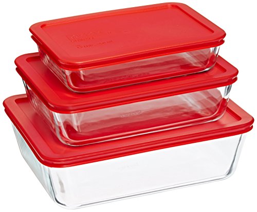 0071160054394 - 6 PIECE BAKEWARE/COOKWARE SET WITH RED PLASTIC COVERS