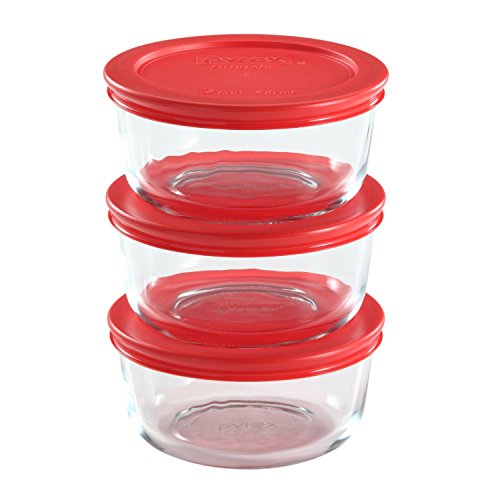 0071160096912 - PYREX 6 PIECE SIMPLY STORE FOOD STORAGE SET, RED