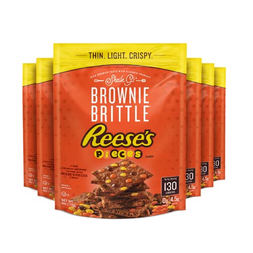 0711747011517 - BROWNIE BRITTLE HERSHEY REESES PIECES CANDY, THIN CRISPY SNACK, RICH TASTE WITH A COOKIE CRUNCH, 4 OZ, PACK OF 6, ORANGE