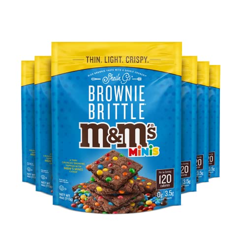 0711747012866 - SHEILA GS M&M BROWNIE BRITTLE SWEET CHOCOLATE CRISPY SNACK-RICH BROWNIE TASTE WITH A COOKIE CRUNCH- 4OZ. BAG, PACK OF 6