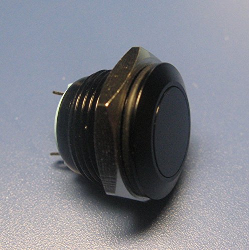 0711811447006 - BAOMAIN STEEL MOMENTARY PUSH BUTTON SWITCH BLACK 16MM THREADED DIA SPST 2 PIN TERMINAL