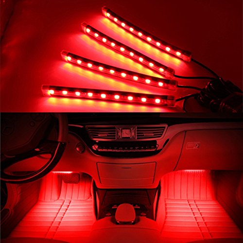 0711811478000 - GENERIC CAR LED INTERIOR DECORATION LIGHTING 4*9 LEDS 5050 CHIP 4 IN 1 12V DECORATIVE ATMOSPHERE LAMP CHARGE (RED)