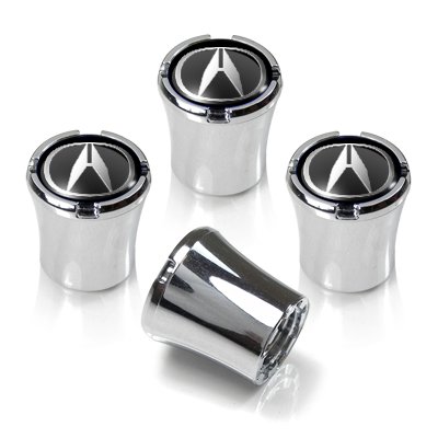 0711978421390 - ACURA SILVER LOGO CHROME TIRE STEM VALVE CAPS, OFFICIAL LICENSED PRODUCT