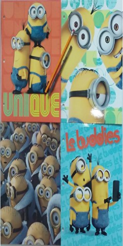 0712038211012 - BACK TO SCHOOL MINIONS FOLDERS - 4 PACK - BINDER READY- COLORFUL DURABLE ORGANIZER - GREAT TO STORE FILES FOR HOMEWORK CLASSWORK PRESENTATIONS - GREAT SCHOOL SUPPLIES FOR KIDS TEENAGE STUDENTS ETC