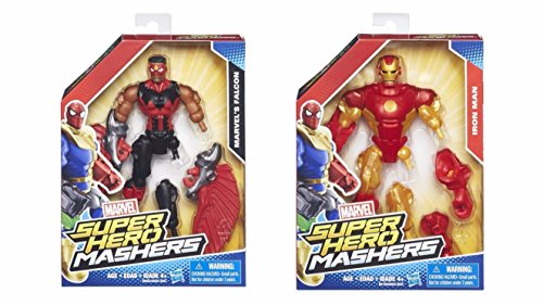 0712048425386 - MARVEL SUPER HEROES MASHERS GIFT BUNDLE ! (FALCON AND GOLDEN ARMOUR IRON MAN)