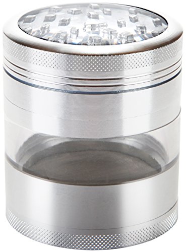 0712096888065 - ZIP GRINDERS - LARGE SPICE TOBACCO HERB WEED GRINDER - FOUR PIECE WITH POLLEN CATCHER - 3.25 INCHES TALL - PREMIUM GRADE ALUMINUM (2.5, SILVER)