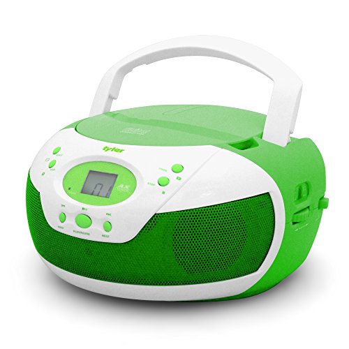 0712131667839 - TYLER PORTABLE NEON GREEN STEREO CD PLAYER WITH AM/FM RADIO AND AUX & HEADPHONE JACK LINE-IN (TAU105-NGRN)
