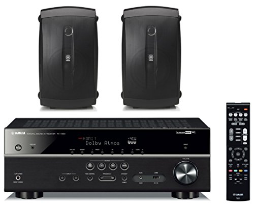 0712190153908 - YAMAHA 7.2-CHANNEL WIRELESS BLUETOOTH 4K NETWORK A/V WI-FI HOME THEATER RECEIVER + YAMAHA HIGH-PERFORMANCE NATURAL SURROUND SOUND 2-WAY INDOOR/OUTDOOR WEATHERPROOF SPEAKER SYSTEM (PAIR)