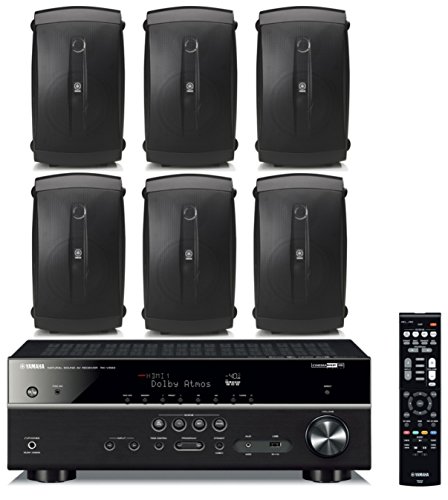 0712190153939 - YAMAHA 7.2-CHANNEL WIRELESS BLUETOOTH 4K NETWORK A/V WI-FI HOME THEATER RECEIVER + YAMAHA HIGH-PERFORMANCE NATURAL SURROUND SOUND 2-WAY INDOOR/OUTDOOR WEATHERPROOF SPEAKER SYSTEM (SET OF 6)