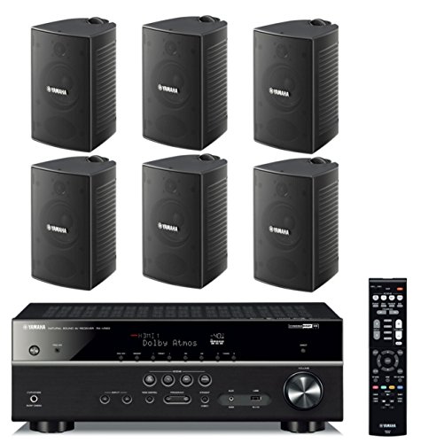 0712190153977 - YAMAHA 7.2-CHANNEL WIRELESS BLUETOOTH 4K NETWORK A/V WI-FI HOME THEATER RECEIVER + YAMAHA HIGH-PERFORMANCE NATURAL SURROUND SOUND 2-WAY INDOOR/OUTDOOR WEATHERPROOF SPEAKER SYSTEM (SET OF 6)