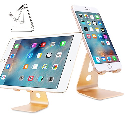 0712201007886 - MULTI-ANGLE ALUMINUM STAND , NULAXYTM ROTARY SMARTPHONE TABLETS STAND FOR IPHONE 6 6S PLUS, IPAD, NOTE 5, S6 EDGE+, LG, SONY, NEXUS, MOTOROLA MOST MOBILE DEVICES - GOLD