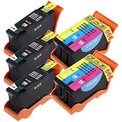 0712201987973 - GENERIC 5 PACK (3 BLACK & 2 COLOR) COMPATIBLE HI-YIELD INK CARTRIDGE FOR DELL SERIES 21 22 23 24 P513W P713W V313 V715W V515W SOLD BY INKTONER