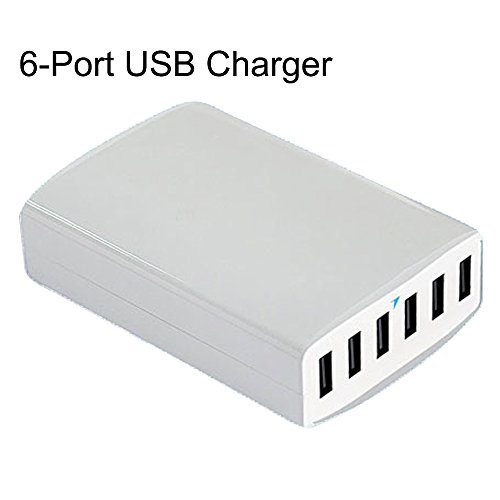 0712202367156 - MOBILE DEVICE 6 USB PORTS (ONE FOR EACH USB MAXIMUM 2.4A) CHARGING COMPATIBLE IOS, ANDROID, WINDOWS AND MORE - WHITE