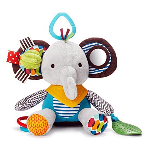 0712202787008 - BW CUTE PLUSH STROLLER TOY BED BELL CAR SEAT ACTIVITY TOY ELEPHANT