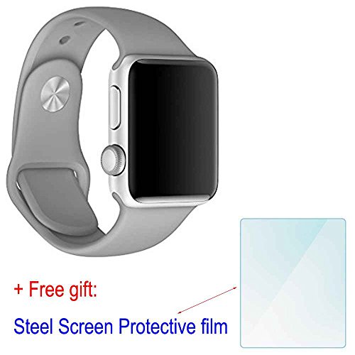 0712217574488 - ZHENYUE 42MM SOFT SILICONE SPORT STYLE REPLACEMENT STRAP BANDS FOR APPLE WRIST WATCH IWATCH SERIES 1 SERIES 2 BAND (CONCRETE L+M)+FREE STEEL SCREEN PROTECTIVE FILM