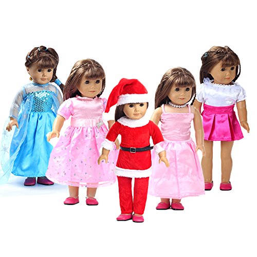 0712217847223 - ZWSISU 5-SETS DOLL PARTY DRESS CLOTHES OUTFITS CHRISTMAS COSTUME FITS 18 INCH AMERICAN GIRL DOLL