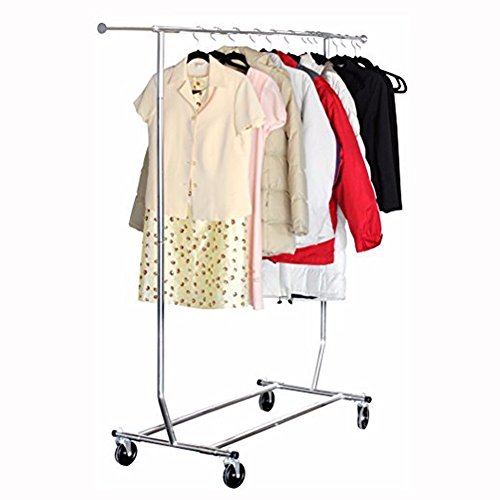 0712243319008 - EUCOOL HEAVY DUTY GARMENT RACK STAND COAT CLOSET RAIL CLOTHES HANGER ROLLING FOLDABLE CLOTHING ADJUSTABLE NECESSITY HOME STORAGE TRANSPORTATION