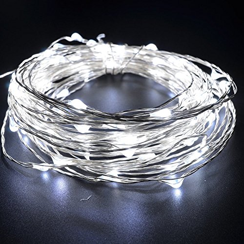 0712243379132 - AMABUY LED STRING LIGHTS,COOL WHITE SILVER WIRE LIGHTS WATERPROOF LED STARRY STRING LIGHTS BATTERY OPERATED ULTRA THIN STRING WIRE LIGHTS FOR GARDEN,HOME,PATIO,TREE,PARTY,BEDROOM(50 LEDS,16.5 FT)