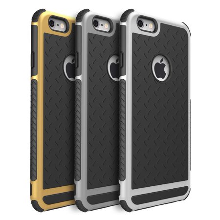 0712265185001 - IPHONE 6+ 6S PLUS RUBBER SILVER CASE - QUIRKIO - ULTRA SHOCKPROOF HYBRID RUBBER TPU GEL CASE THIN ANTI-SLIP DOUBLE DESIGN COVER SKIN FOR APPLE IPHONE 6 PLUS / 6S PLUS