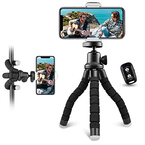 0712297172277 - PHONE TRIPOD, AUREDAY FLEXIBLE TRIPOD FOR IPHONE AND ANDROID CELL PHONE, PORTABLE SMALL TRIPOD WITH WIRELESS REMOTE AND CLIP FOR VIDEO RECORDING/VLOGGING/SELFIE