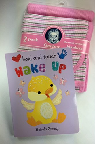 0712323544665 - BABY GIRL GIFT BUNDLE - 2 ITEMS: GERBER 2-PACK THERMAL RECEIVING BLANKETS AND HOLD AND TOUCH WAKE UP BOOK