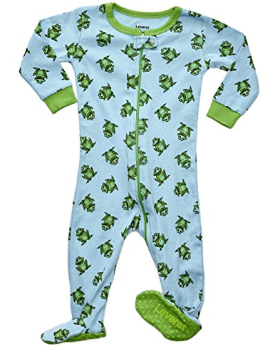 0712324360127 - LEVERET BABY BOYS 2015 FOOTED SLEEPER PAJAMA 100% COTTON (SIZE 6M-5 YEARS) (6-12 MONTHS, FROG)