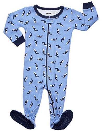 0712324360196 - LEVERET KILLER WHALE FOOTED PAJAMA 6-12 MONTHS