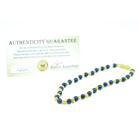 0712324585148 - ADHD ANXIETY ARTHRITIS CARPAL TUNNEL RAW UNPOLISHED RAW MILK BALTIC AMBER AND LAPIS LAZULI 17 OR 19 INCH BALTIC AMBER NECKLACE FOR TEEN OR ADULT