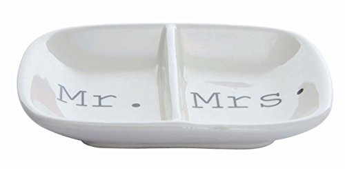 0712392268349 - CREATIVE CO-OP CERAMIC SECTIONED MR. & MRS. DISH WALL HANGER