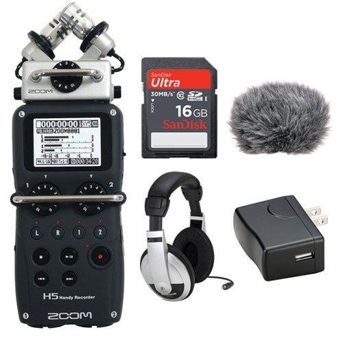 0712392927970 - ZOOM H5 HANDY RECORDER BUNDLE WITH ZOOM WSU-1 WINDSCREEN, ZOOM RCH-5 REMOTE CONTROL, ZOOM AD-17 AC POWER ADAPTER, ZOOM XYH-5 X/Y MIC CAPSULE, SAMSON HP10 HEADPHONES, STEINBERG WAVELAB LE, STEINBERG CUBASE LE, 16GB SD CARD, USB CABLE, 2X AA BATTERIES, AND