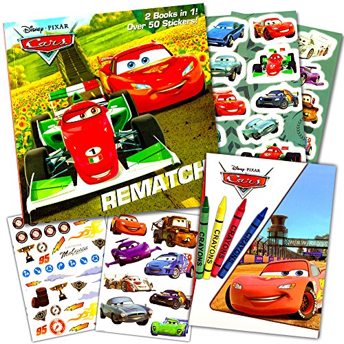0712411769260 - DISNEY CARS ACTIVITY BOOKS SUPER SET -- (STORY BOOK, OVER 60 STICKERS, FUN SIZE COLORING BOOK, CRAYONS)