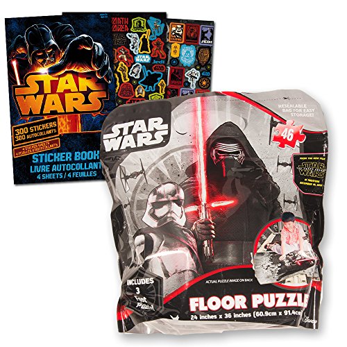 0712411769390 - STAR WARS GIANT FLOOR PUZZLE FOR KIDS (3 FOOT PUZZLE, 46 PIECES-- BONUS 120 STAR WARS STICKERS)