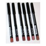 0071249101889 - NYX COSMETICS LONG LASTING SLIM LIP LINER PENCILS 6 COLORS COFFEE MAHOGANY EVER SOFT BROWN PALE PINK AND NUDE BEIGE 405 BLACK NOIR