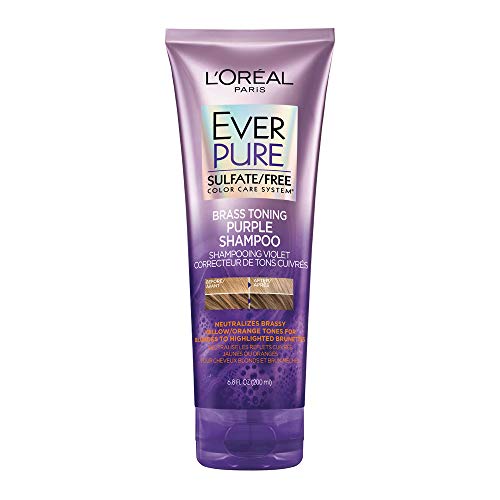 0071249395349 - L’ORÉAL PARIS HAIR CARE EVERPURE SULFATE FREE BRASS TONING PURPLE SHAMPOO FOR BLONDE, BLEACHED, SILVER, OR BROWN HIGHLIGHTED HAIR, 6.8 FL. OZ