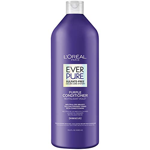 0071249633953 - LOREAL PARIS HAIR CARE EVERPURE SULFATE FREE BRASS TONING PURPLE CONDITIONER FOR BLONDE, BLEACHED, SILVER, OR BROWN HIGHLIGHTED HAIR, 1 LITER, 33.8 FL. OZ