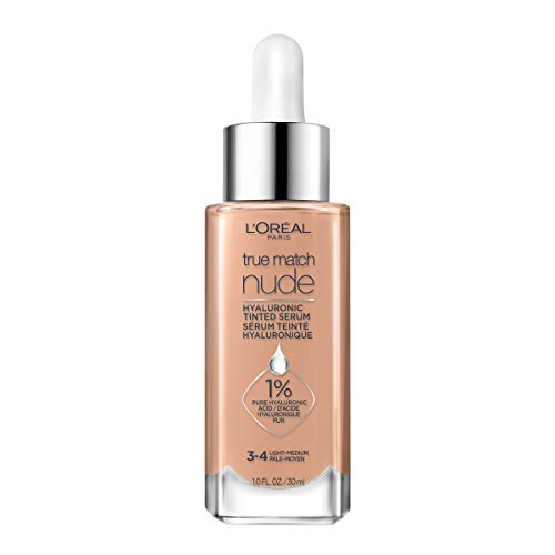 0071249635933 - LOREAL PARIS TRUE MATCH NUDE HYALURONIC TINTED SERUM THE 1ST TINTED SERUM WITH 1% HYALURONIC ACID INSTANTLY SKIN LOOKS BRIGHTER, EVEN AND FEELS HYDRATED MAKEUP + SKINCARE, LIGHT-MEDIUM 3-4, 1 FL. OZ.