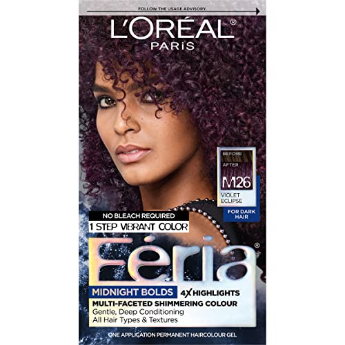 0071249642313 - LOREAL PARIS FERIA MIDNIGHT BOLD MULTI-FACETED PERMANENT HAIR COLOR, HIGH IMPACT BOLD COLOR IN ONE STEP, NO BLEACH REQUIRED, VIOLET ECLIPSE, 1 KIT