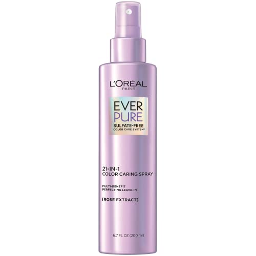 0071249650271 - LOREAL PARIS EVERPURE SULFATE FREE 21-IN-1 COLOR CARING SPRAY MULTI BENEFIT LEAVE IN TREATMENT, DETANGLING SPRAY, HYDRATES, SILKY HAIR, UV FILTER, VEGAN, PARABEN FREE, DYE FREE GLUTEN FREE, 6.8 FL OZ